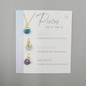 Natural Stone Crystal Zodiac Necklace