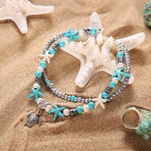 Load image into Gallery viewer, Sea turtle Anklet Starfish Turquoise