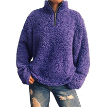Load image into Gallery viewer, Zipper Collar Faux Fur Teddy Pullover