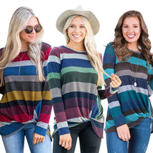 Load image into Gallery viewer, Striped Irregular Long Sleeve Top