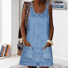 Load image into Gallery viewer, Front Pocket Denim Overall Mini Skirt
