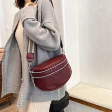 Load image into Gallery viewer, Multi-Pocket Women Leather Solid Crossbody Chest Bag