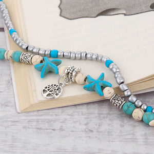 Sea turtle Anklet Starfish Turquoise