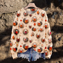 Load image into Gallery viewer, Christmas Cute Little Turkeys Print Knit Pullover Sweater