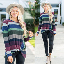 Load image into Gallery viewer, Striped Irregular Long Sleeve Top