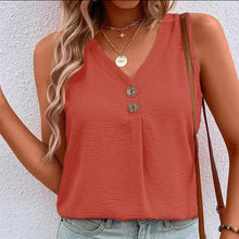Load image into Gallery viewer, V-Neck Button Sleeveless Shirt