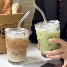 Load image into Gallery viewer, Glass Cup with Straw &amp; Lid