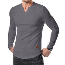 Load image into Gallery viewer, Men's Slim Fit V-Neck Longline Muscle Shirt