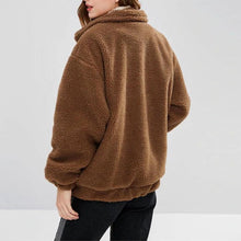 Load image into Gallery viewer, Lapel Zipper Plush Coat