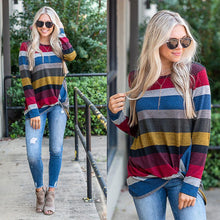 Load image into Gallery viewer, Striped Irregular Long Sleeve Top