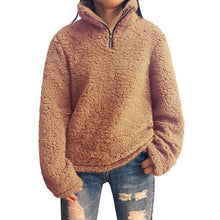Load image into Gallery viewer, Zipper Collar Faux Fur Teddy Pullover