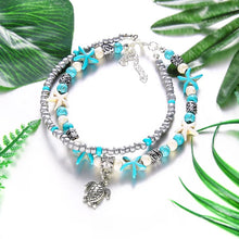 Load image into Gallery viewer, Sea turtle Anklet Starfish Turquoise