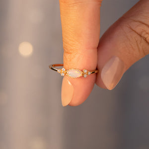 Flower Leaf Opal Ring