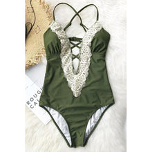 Load image into Gallery viewer, Ladies Vintage Lace One-Piece Swimsuit