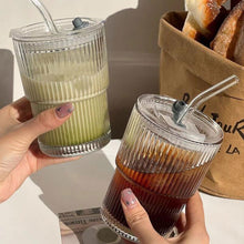 Load image into Gallery viewer, Glass Cup with Straw &amp; Lid