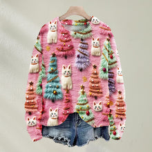 Load image into Gallery viewer, Christmas Tree Cute Cat 3D Print Sweater