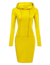Load image into Gallery viewer, Women Stripes Pocket Knee Length Slim Casual Pullover Hoodie Dress