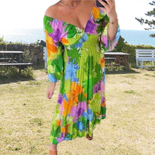 Load image into Gallery viewer, V-neck Floral Seaside Vacation Loose Dress