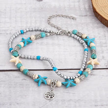 Load image into Gallery viewer, Sea turtle Anklet Starfish Turquoise