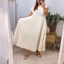 Load image into Gallery viewer, Women Pleated Simple Solid Color Dress