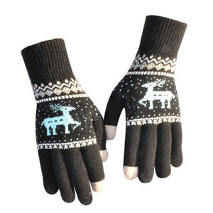 Snowflake Printed Knitted Touchscreen Gloves