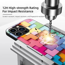 Load image into Gallery viewer, Flat 3D Square Pattern Glass Case Cover Compatible with iPhone