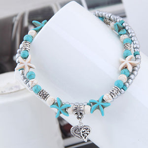 Sea turtle Anklet Starfish Turquoise