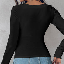 Load image into Gallery viewer, U Neck Built-in Bra Long Sleeve Tight Top