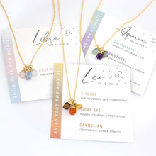 Load image into Gallery viewer, Natural Stone Crystal Zodiac Necklace