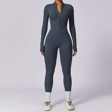 Load image into Gallery viewer, Women's Solid Zip Up Long Sleeve Sports Jumpsuit