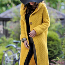 Load image into Gallery viewer, Knitted Long Coat with Hood
