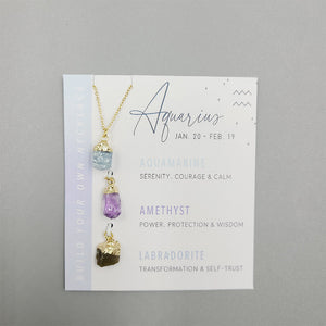 Natural Stone Crystal Zodiac Necklace
