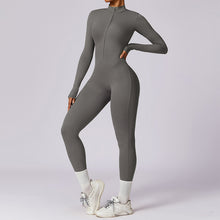 Load image into Gallery viewer, Women's Solid Zip Up Long Sleeve Sports Jumpsuit
