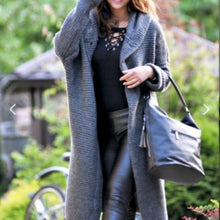 Load image into Gallery viewer, Knitted Long Coat with Hood