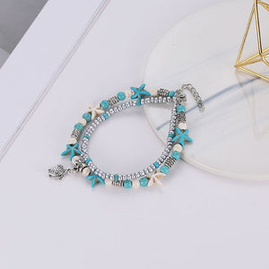 Sea turtle Anklet Starfish Turquoise