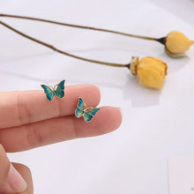 Load image into Gallery viewer, Blue and Gold Butterfly Stud Earrings