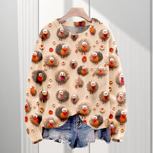 Load image into Gallery viewer, Christmas Cute Little Turkeys Print Knit Pullover Sweater