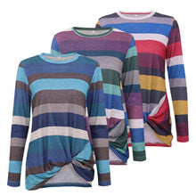 Load image into Gallery viewer, Striped Irregular Long Sleeve Top