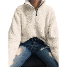 Load image into Gallery viewer, Zipper Collar Faux Fur Teddy Pullover