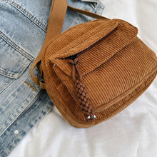 Load image into Gallery viewer, Women's Corduroy Shoulder Bag with Zipper