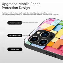 Load image into Gallery viewer, Flat 3D Square Pattern Glass Case Cover Compatible with iPhone