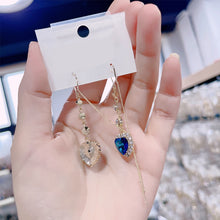 Load image into Gallery viewer, Exquisite Blue Heart Gemstone Threader Earrings