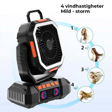 Load image into Gallery viewer, Bærbar oppladbar campingvifte