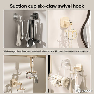 Suction Cup Six-Claw Swivel Hook