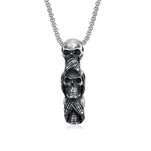 Load image into Gallery viewer, Speak No Evil, Hear No Evil, See No Evil Skulls Necklace For Men