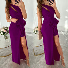 Load image into Gallery viewer, Fashion Solid Color One Shoulder Dress