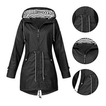 Load image into Gallery viewer, Long waterproof hooded jacket