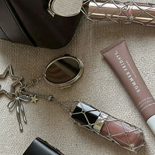 Load image into Gallery viewer, Silver Mesh Lipstick Pouch Bag Chain Charm with Star/Heart Accent