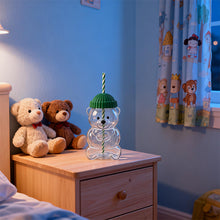 Load image into Gallery viewer, Adorable Teddy Bear Glass Straw Cup