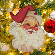 Load image into Gallery viewer, Vintage Wooden Jolly Santa Ornament